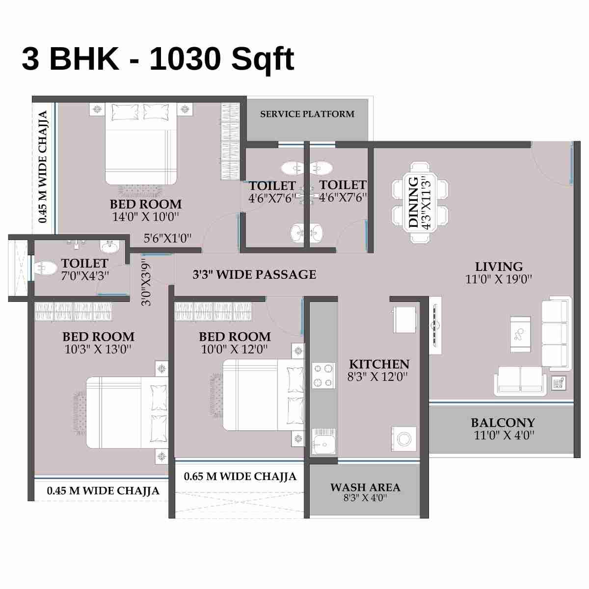 Shakti-One-Luxuria-Floor-Plan-3-BHK-1030-Sqft